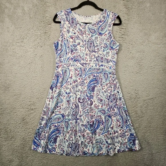 Title Nine Dress M Floral Paisley Pocket Athleisure Beach Pickleball Tennis Prep - Picture 2 of 15